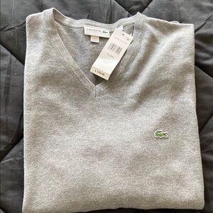 Lacoste Men's Gray V-Neck Sweater